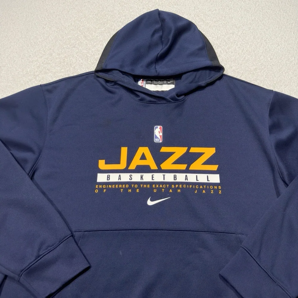 Nike Mens Hoodie Utah Jazz NBA Sweatshirt Jacket Blue Basketball Logo Sz XXL